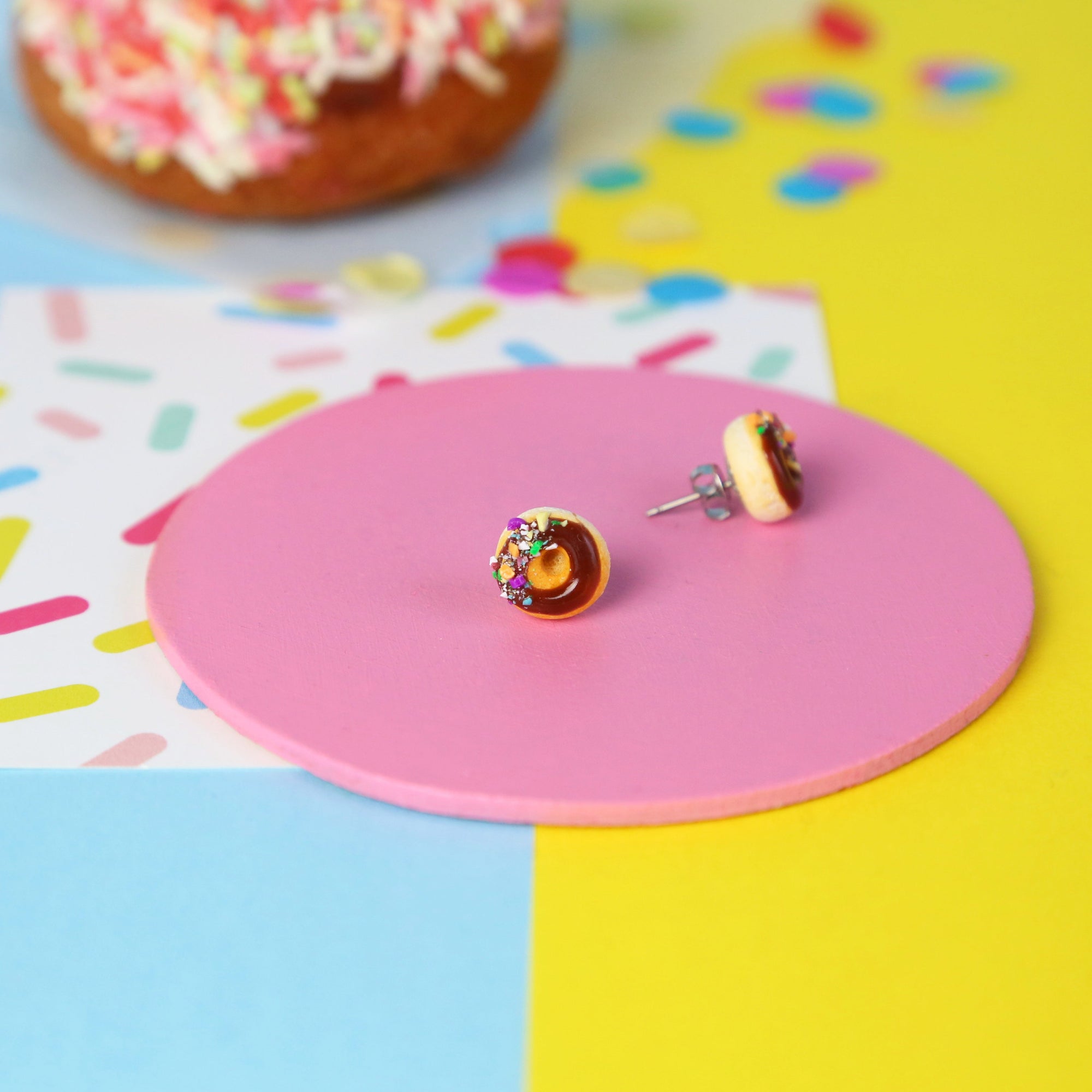 Chocolate Donut Stud Earrings