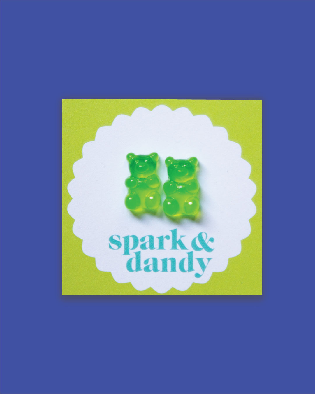 Green Gummy Bear Stud Earrings